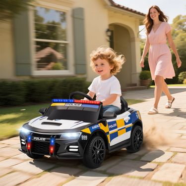 12V 25W Dual Driving Modes Flashing Lights Kids Electric Car Police Car Ride On Electric Car For Kids, Ride-on Toys Cop Cars With Remote Control_voghion.com