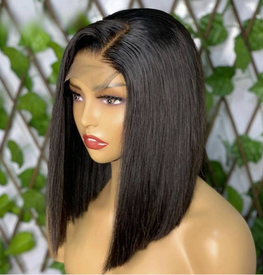 250 Density Straight Short Bob Human Hair Wigs Front Wig HD Transparent Brazilian Human Hair Wigs For Women 4x4 Lace Closure Wig_voghion.com