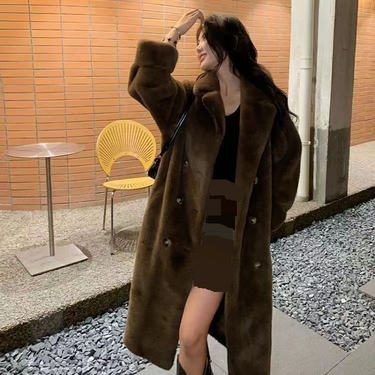 Women's Clothing mink double breasted coat mink velvet plus cotton thickened medium length fur suit jacket loose fitting women's outer_voghion.com