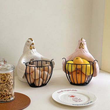 Hug Chicken And Vegetable Rack Detachable Iron Art Rotating Supplies Fruit Storage Basket_voghion.com