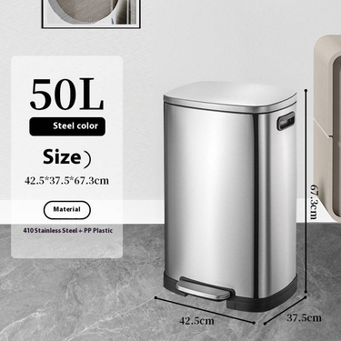 Stainless Steel Silent Step Trash Can – Large Capacity Office Home Kitchen Commercial Use – Dual Compartment Hands-Free Foot Pedal Bin_voghion.com
