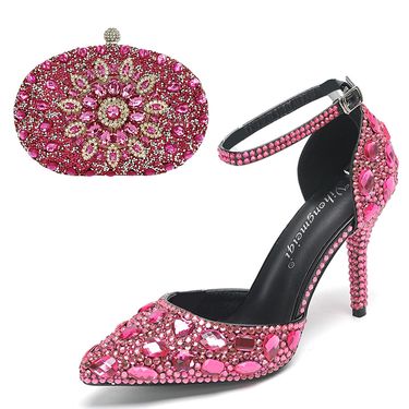 Women's Shoes stiletto combination banquet pointed low top solid color wedding diamond high heels_voghion.com