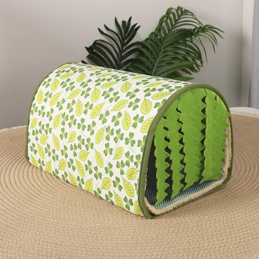 Guinea Pig Hideout With Curtain Dwarf Rabbit Tunnel Soft Small Animal Bed With Cushion Suit For Hamster Chinchilla Cage Washable House For Bunny_voghion.com