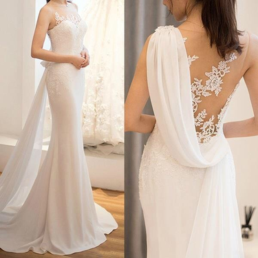 Women's Long Mid-waist Wedding Dreamy Slim Sleeveless See-through Super Fairy Light Wedding Dress_voghion.com
