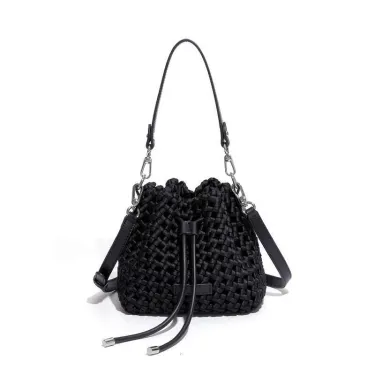 New Silk Woven Bucket Fashion Trend Handbag Versatile Mini Casual Single Shoulder Crossbody Bag_voghion.com