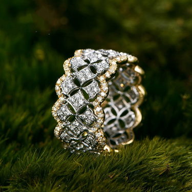 Cao Shi's Palace Brilliant Star Female Lace Honeycomb Crown Index Finger Ring_voghion.com