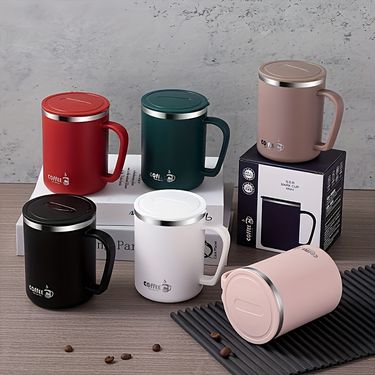 17oz Stainless Steel Coffee Mug With Lid Double Wall Vacuum Insulated Keeps Hot Cold Reusable Cup For Home Office Gift_voghion.com