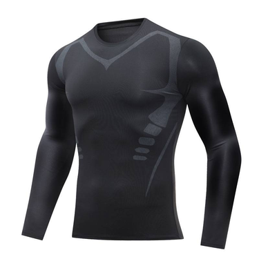 Men's American-style Long-sleeve Compression Top - Autumn Fitness/basketball Wear, Quick-dry, Breathable, Printed Mesh Base Layer For Track And Field_voghion.com