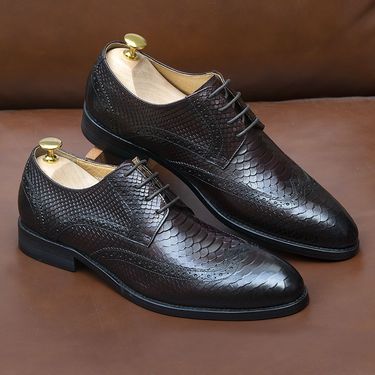 Unbeatable Quality 2025 Summer New Pattern Top Layer Cowhide Business Dress Block Men's Wedding Leather Trendy Shoes_voghion.com