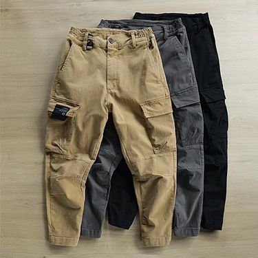 Men's Utility Cargo Pants - Cotton Blend Relaxed Fit Tactical Trousers With Multi-Pockets, Streetwear Workwear Hybrid_voghion.com