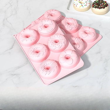 6-Cavity Silicone Donut Mold - Heat-Resistant Baking Tray For Cake Cookies & Chocolate Food-Grade DIY Dessert Tool_voghion.com