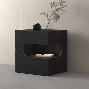 Minimalist Table Italian Creative Bedside Cabinet Modern Black Home Simple Artificial Board Bedroom Living Room_voghion.com