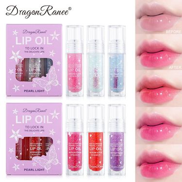 3-Piece Set Of Icy Sheer Lip Gloss - Fine Shimmer, Pearl Luster, Hydrating Lip Stain, Lip Glaze Oil, Thermochromic Lip Makeup Gift Box_voghion.com