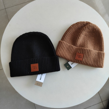 Men's Plain Label Knitted Thickened Warm Beanie Hat, Windproof Casual Street Style Outdoor Sports Hat For Autumn Winter_voghion.com
