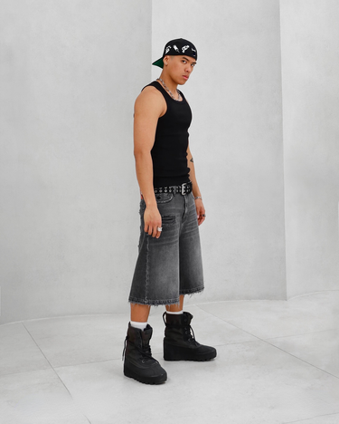 Men's Clothing Gothic Style Black Punk Washed Denim Shorts Men Summer Street Hip Hop Ripped Y2k Shorts_voghion.com