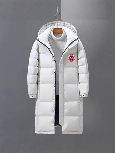 Men's Slim-Fit Long Down Coat - Korean Style Thermal Hooded Parka With Signature Logo, Couple's Matching Winter Jacket_voghion.com