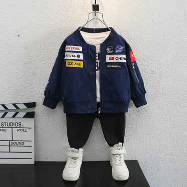 Boys' empty military uniform jacket jacket, 2023 spring and autumn clothing new children's handsome top, trendy_voghion.com