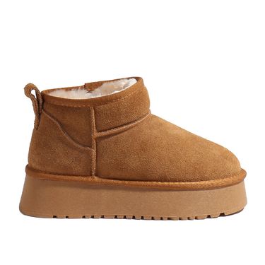 Thick-Soled 2024 New Winter Leather Fur Integrated Short Snow Boots With Cotton Fleece And Thickened Outerwear For Women_voghion.com