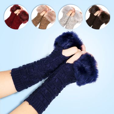 Men's Gloves Butterfly Pattern Plus Wool Gloves New Style Knitted Gloves Half Finger Computer Gloves Wool Mouth Warm_voghion.com