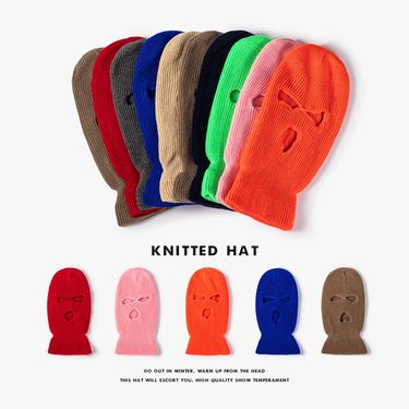 Winter Outdoor Cycling Baotou Leaky Eye Hip Hop Knitted Hat Men's Outdoor Warm Thick Warm Knitted Hat Women_voghion.com