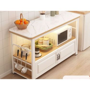 Floor-standing Multi-layer Cutting Table Rock Board Multi-functional Storage Microwave Oven Kitchen Cabinet Rack_voghion.com