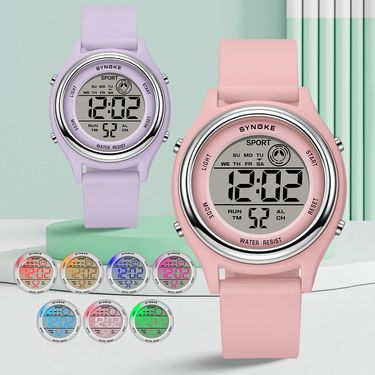 SYNOKE Children's Waterproof Sports Student Electronic Watch Multifunctional Colorful Luminous Fashion_voghion.com