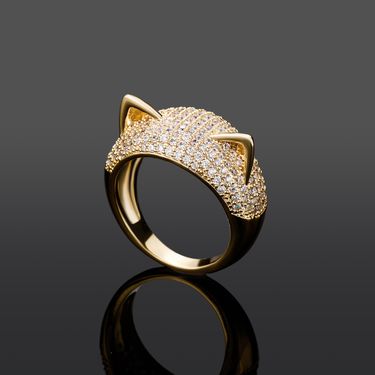 Micro Studded Zircon Cute Cat Ear Rings For Men And Women Hip Hop Personality Ring Jewelry_voghion.com