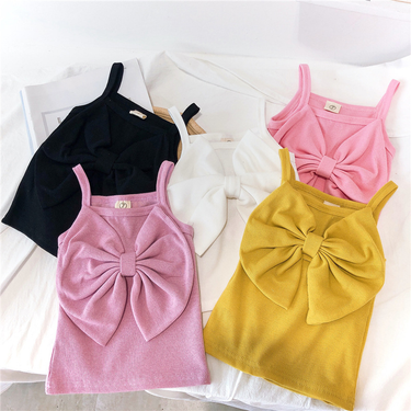Mother&Kids Summer camisole for girls Children sleeveless bow top Fashion camisole for baby girls_voghion.com