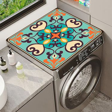 Unisex washing machine bedside table refrigerator mat plaid print absorbent mat top dirt resistant wash free cover mat_voghion.com