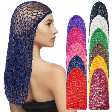 Men's Hats Hand Crocheted Mesh Sleeping Cap Drooping Hair Net Hair Care Extended Net Bag Thick Line Crocheted Full Head Large Size_voghion.com