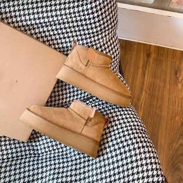 Rain Same Style Slip-On Wool Snow Thick Sole Fleece Lined Cotton Shoes Winter Fur Boots Thickened Warm_voghion.com