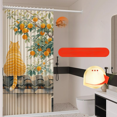 Bathroom Magnetic Suction Set, Foldable Shower Curtain, Thickened, Mold Proof Waterproof, Bathroom Hanging Curtain_voghion.com