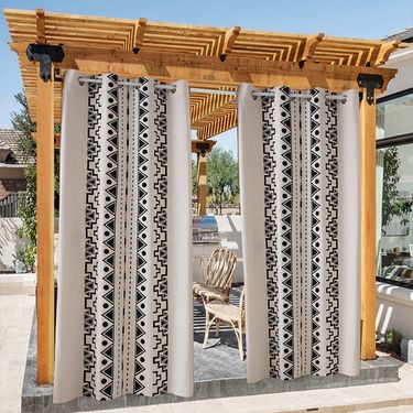Bohemian Waterproof Curtains – Polyester Blackout Drapes With Geometric Patterns (Set Of 2 Panels, Multiple Sizes)_voghion.com