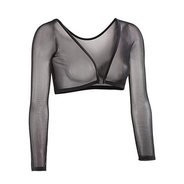 hot selling Sexy Summer Women Mesh Crop Long Sleeve Dress Basic Tee Elegant T-Shirts Blusas Sheer Transparent Top Shirts Robe Femme_voghion.com
