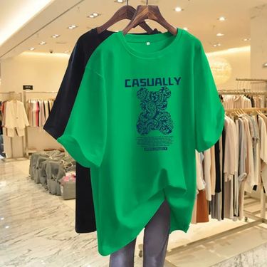 Women's T-shirt Short Sleeves Women Goods Loose Bear Round Neck Cover Buttocks Clothes Ins Trend_voghion.com