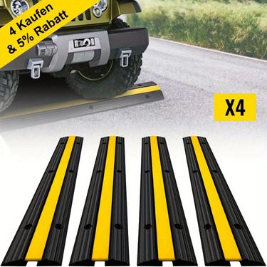 4 Pack Of 1-Channel Rubber Cable Protector Ramps Heavy Duty 22046Lbs Load Capacity Cable Wire Cord Cover Ramp Speed Bump Driveway Hose Cable Ramp Protective Cover_voghion.com