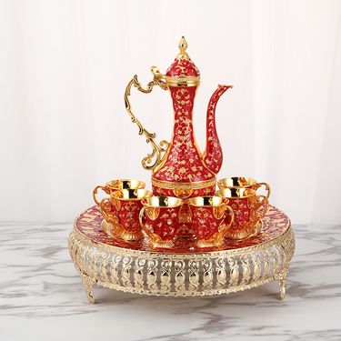 Home Furniture Wine glass set atmospheric household wine set small wine glass metal wine pot one cup elegant gift ornaments_voghion.com