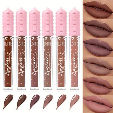 USHAS6 matte liquid lipstick long-lasting non stick cup waterproof lip gloss_voghion.com