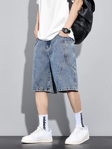 Men's Summer Denim Cargo Shorts Large Size 8XL 7XL 6XL Elastic Waist Straight Baggy Jeans Shorts_voghion.com