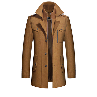 Men's clothing Zipper autumn and winter double collar wool coat men's thick plus size trench coat men's woolen coat_voghion.com