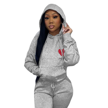 Women's single top printed hooded casual loose hoodie_voghion.com