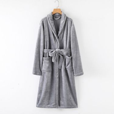 Men's Spring and Autumn Coral Fleece Bathrobe Winter Flannel Nightgown Long Sleeve Extra Long Bathrobe Spot Home Clothes Wholesale_voghion.com