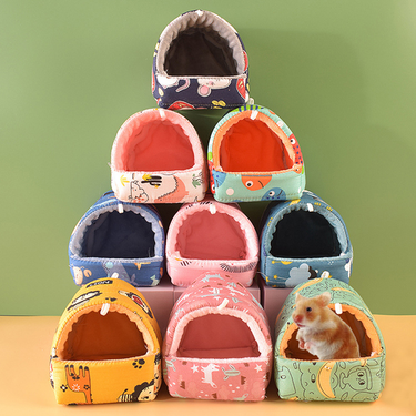 Guinea Pig Nest Cartoon Pattern Pet Hideout Warm Small Animal Hamster Squirrel Bed House Cage Accessories_voghion.com