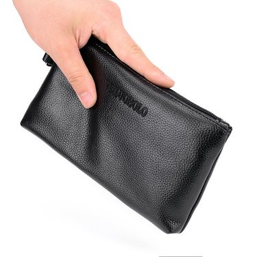 Men's ClutchBag Wrist Bag Solid Color Soft Leather Clutch Bag Multi-function Mobile Wallet_voghion.com