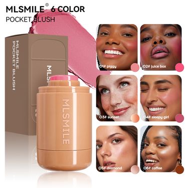 MLSMILE Pocket Blush Stick 6 Colors Natural Highlight Brightening Portable Lip And Cheek Dual Use Blush Cream_voghion.com