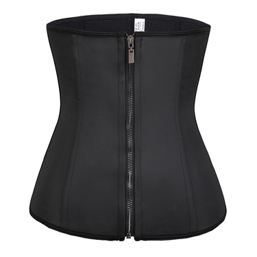 best-selling abdominal belt three-breasted 9-bone glossy waistband latex corset zipper belt_voghion.com