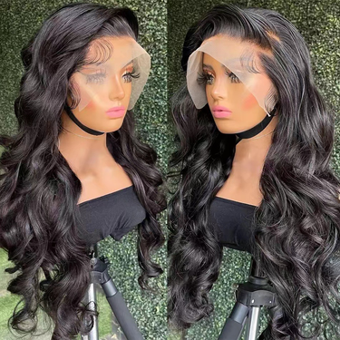 Front lace wig 13x4lace frontal wigs human hair wig ladies long hair full headgear_voghion.com