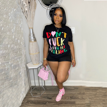 Women's round neck casual simple letter printing niche design short-sleeved T-shirt women's source tops trendy_voghion.com