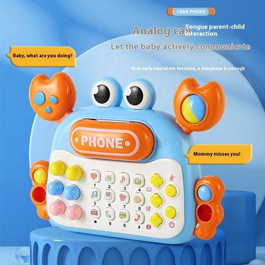 Children's Telephone Simulation Baby 1 Multi functional Puzzle Early Education Network Red Crab Learning Machine Toy 3_voghion.com