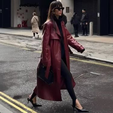 Women's Clothing Mid Length Leather Jacket Women's Coat Loose Large Version Fashionable All Match Coat Trend_voghion.com